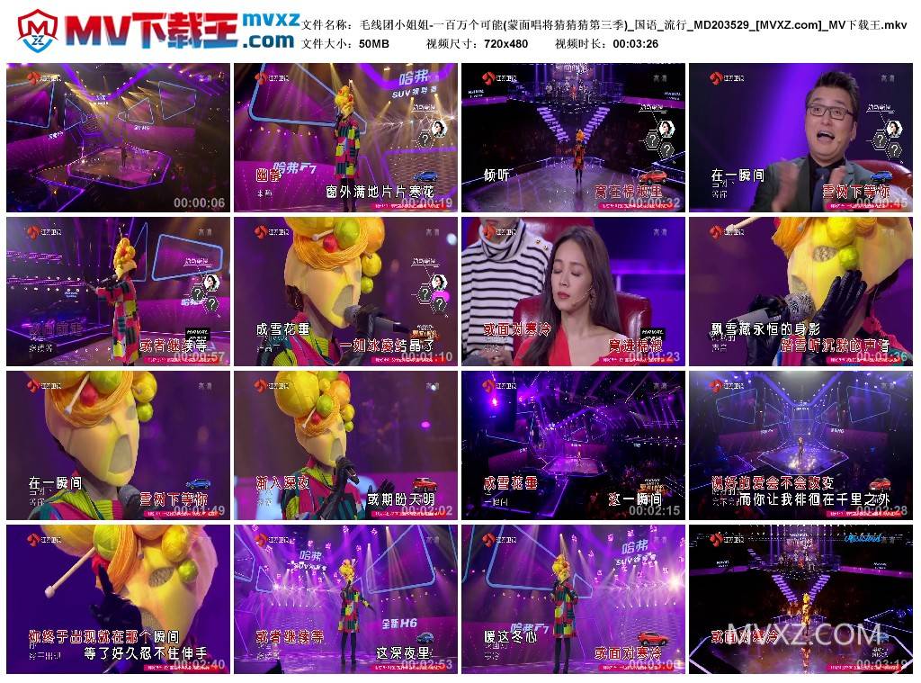 毛线团小姐姐-一百万个可能(蒙面唱将猜猜猜第三季)_国语_流行_MD203529